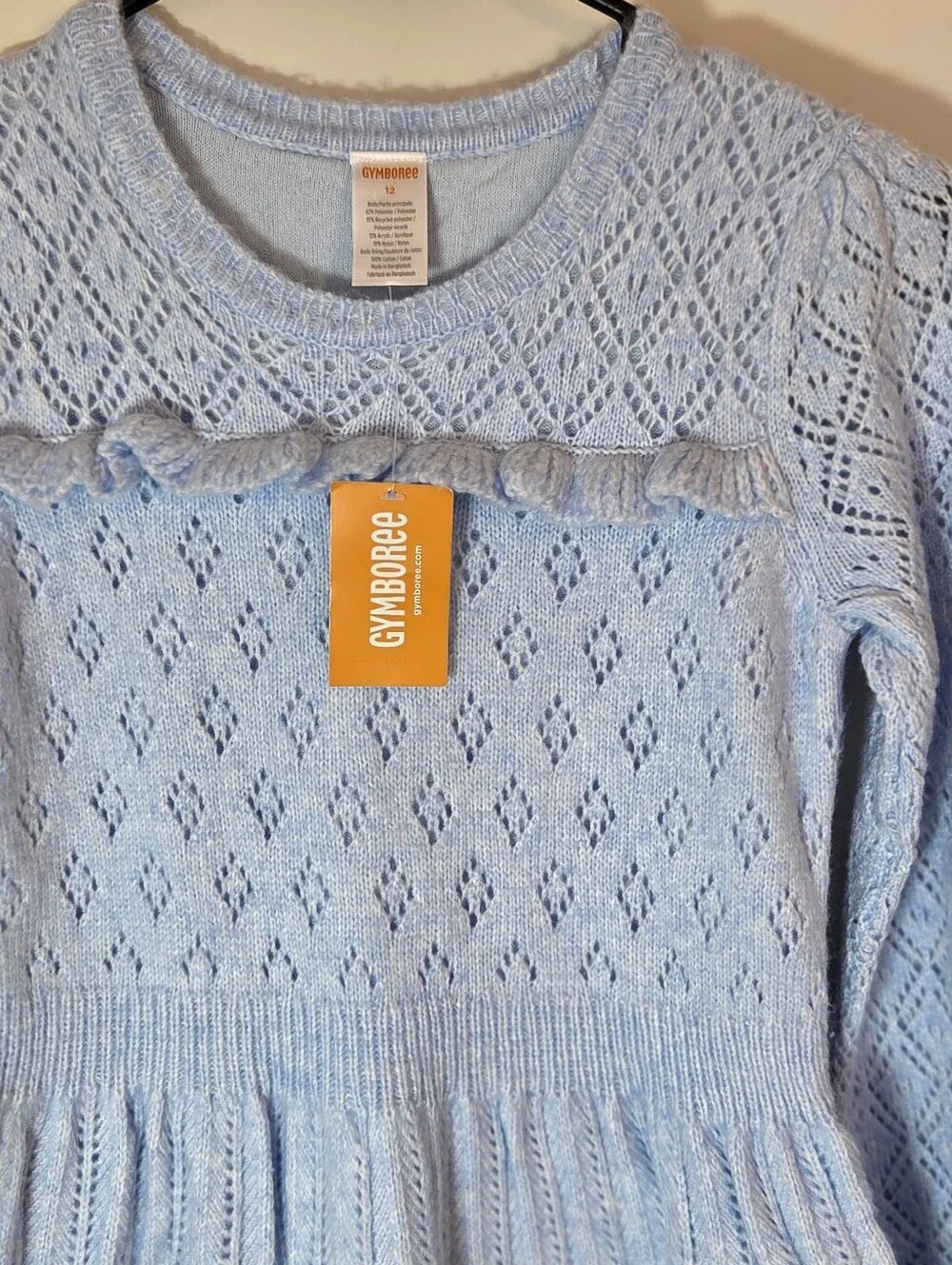 NWT Gymboree Pointelle Sweater Dress Girls 12 Blue Holiday